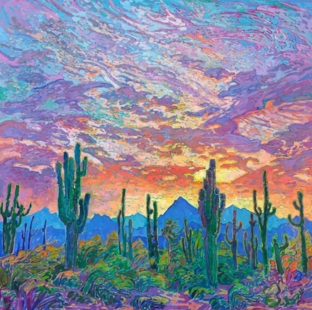 Saguaro Sky: 2022 Painting by Erin Hanson