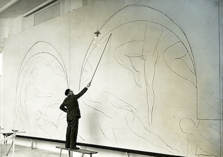 Photo of Henri Matisse with bamboo stick, 1932