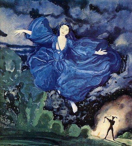 Blue Bird (1918): Watercolor painting by Konstantin Somov