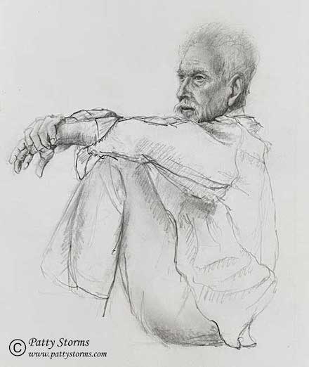 Old Man (January 2021): Graphite pencil drawing by Patty Storms