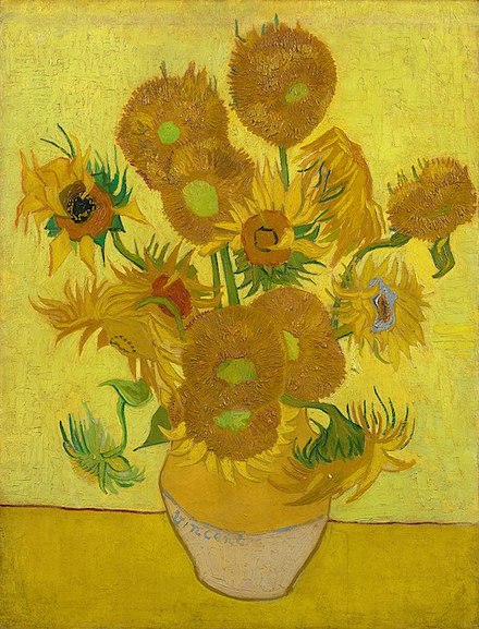 Sunflowers (Version 7, F0458; January 1889): Painting by Vincent van Gogh