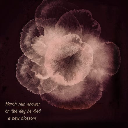 (March rain shower): Shahai (photograph + haiku) © by Mark Meyer