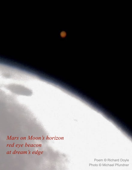 Untitled collaborative shahai (Mars on Moon’s horizon): Poem © by Richard Doyle and photo © by Michael Pfundner