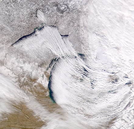 Lake Effect Snow on Earth: Photograph (5 December 2000) by NASA