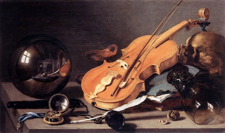 Vanitas with Violin and Glass Ball: Painting (c. 1628) by Pieter Claesz