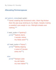 #Decoding Perimenopause: Haibun by Colleen M. Farrelly