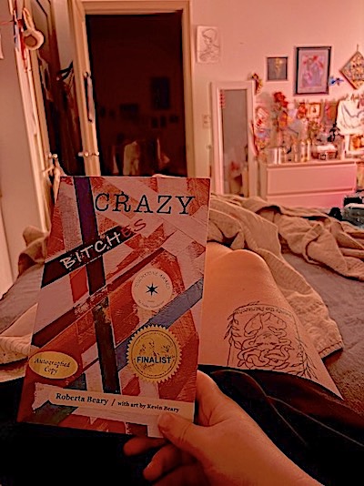 Reading in bed: Cassandra Bolesh with Beary’s Crazy Bitches