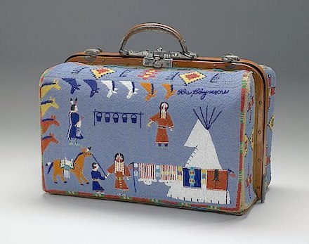 Beaded suitcase (ca. 1880-1910) by Nellie Two Bear Gates