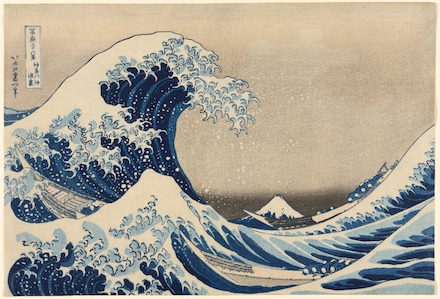 The Great Wave: 1836 color woodblock print by Katsushika Hokusai