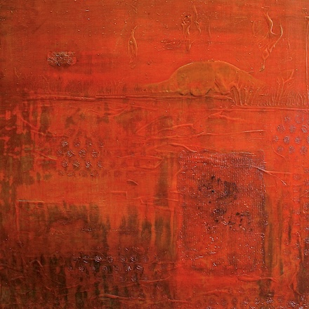 Across Death Valley II (2025): Detail of painting &copy; by Kendall Johnson