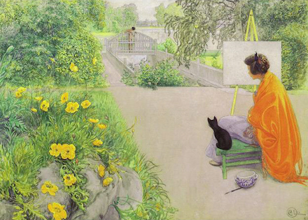 The Bridge (at the Harbor): 1912 watercolor by Carl Larsson