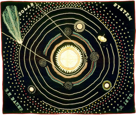 Solar System, embroidered quilt (1886-1883) by Ellen Harding Baker