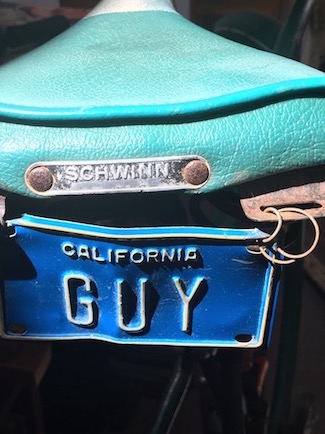 California Guy bicycle license plate, photo by Guy Biederman