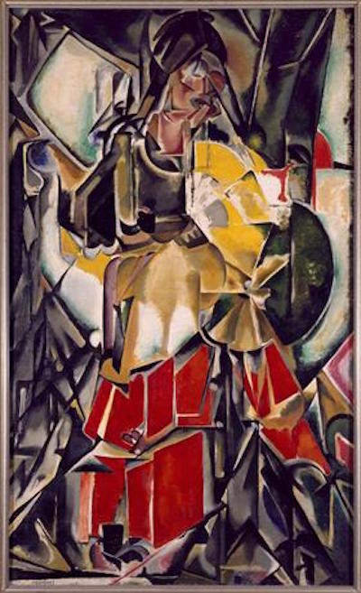 Woman with a Fan: Cubist painting by Maria Blanchard