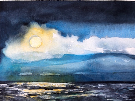 A Storm Blowing In: watercolor painting by Joann Carrabbio