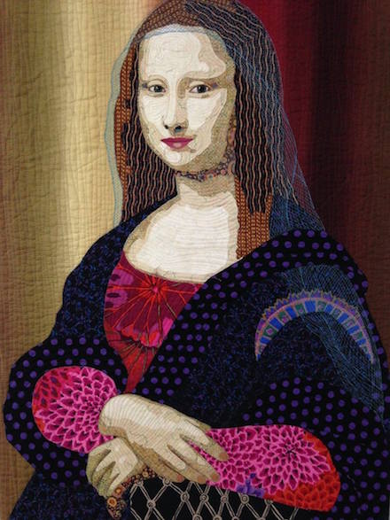 Da Vinci Smiles: Portrait Quilt (2017) by Lynn Czaban
