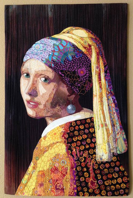 Vermeer Meets Fasset: Portrait Quilt (2017) by Lynn Czaban