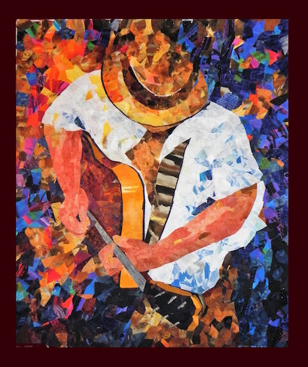 The Guitar Man: Art Quilt (2021) by Becky Erdman