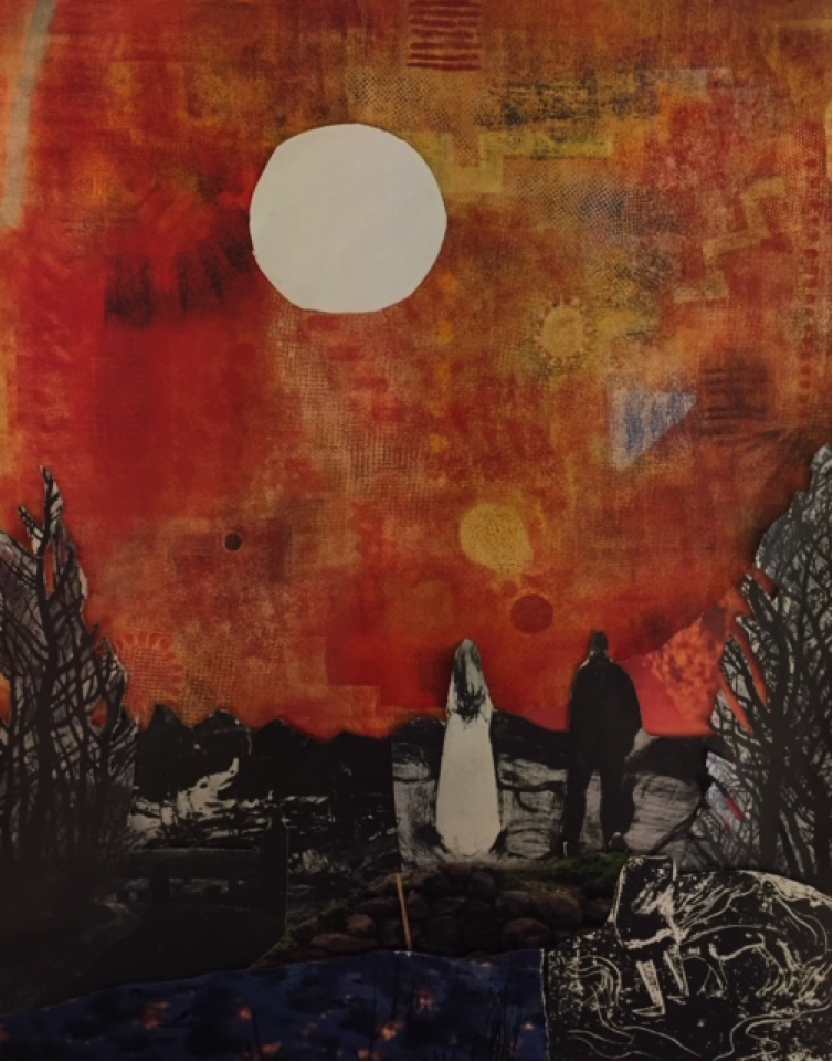 Red Dawn, collage by Louise Freshman Brown