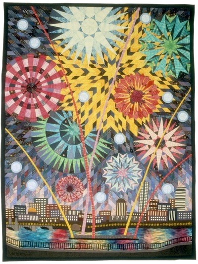 Pyrotechnics, The Fourth: Art Quilt by Carol Anne Grotrian