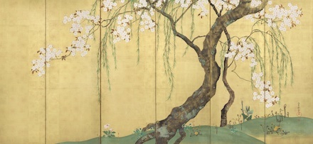 Cherry and Maple Trees: Folding screens (early 1820s) by Sakai Hoitsu