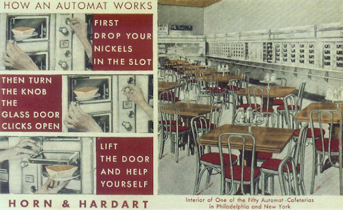 How an Automat Works: Horn and Hardart vintage postcard