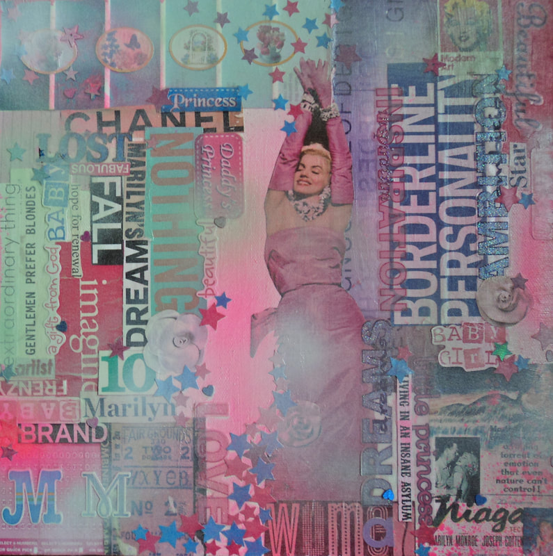 Borderline Marilyn, mixed-media collage painting by Lorette C. Luzajic