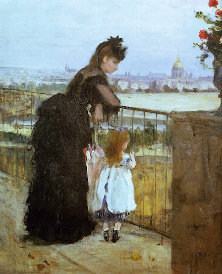 Woman and Child on a Balcony: painting (1872) by Berthe Morisot