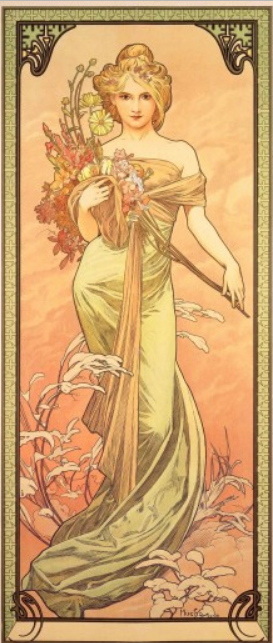 Spring: Painting from Four Seasons series (1900) by Alphonse Mucha