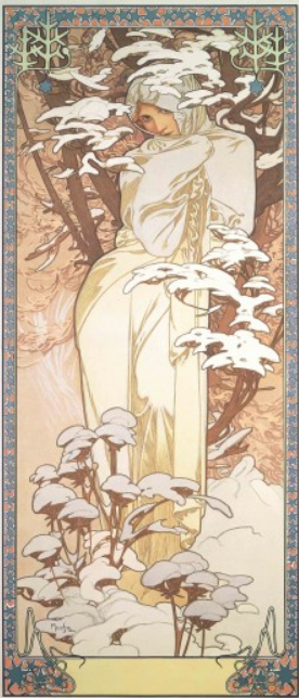 Winter: Painting from Four Seasons series (1900) by Alphonse Mucha
