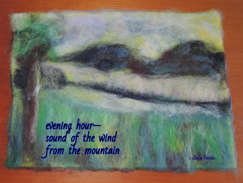 evening hour, haikufelting by Stella Pierides