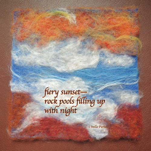 fiery sunset, haikufelting by Stella Pierides