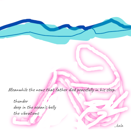 [Meanwhile the news]: untitled haiga, gembun by Kala Ramesh