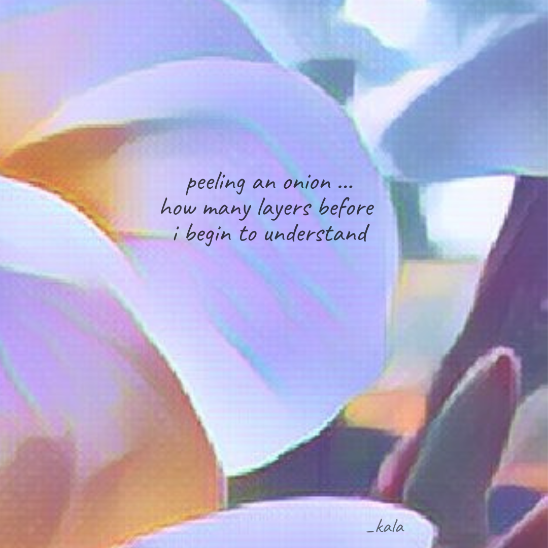 [peeling an onion]: untitled haiga by Kala Ramesh