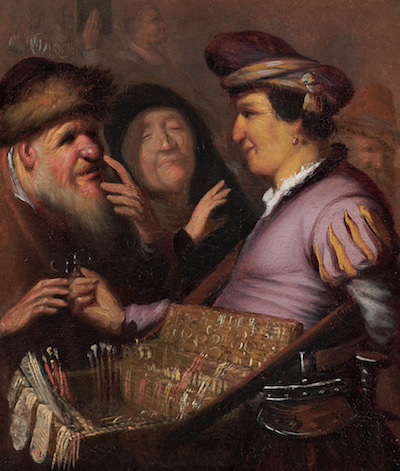 A Pedlar Selling Spectacles: Painting (ca. 1624-25) by Rembrandt van Rijn