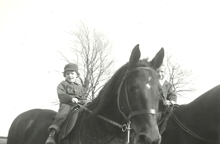 Snapshot of Janet and Jamie on Horseback, circa 1950