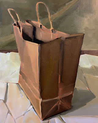 Bag on Paper: oil painting by Robin Rosenthal