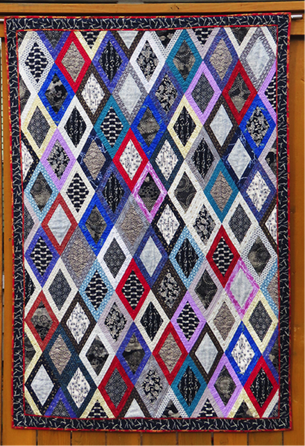 Homespun Diamonds: Fabric art (2021) by Jan S. Rosin