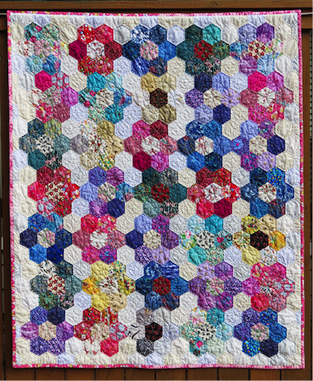 Pandemic Posies: Fabric art (2021) by Jan S. Rosin