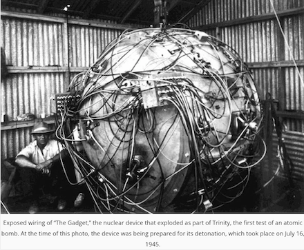 The Gadget, Trinity Test, 16 July 1945: Black-and-white photograph