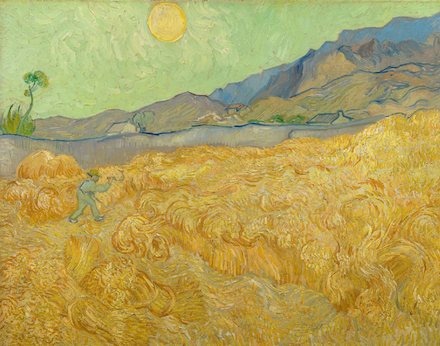 Wheatfield with a Reaper: Painting by Vincent van Gogh