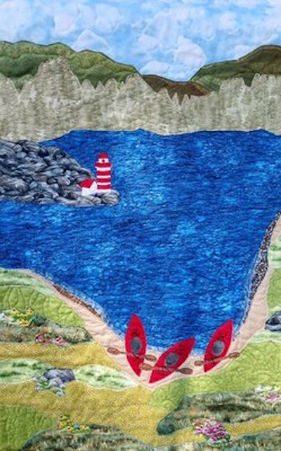 Kayaking on Knickerbocker Lake: quilt by Karen Forstad Weiderman