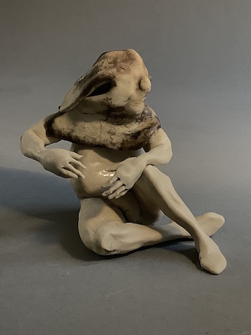 Magician (2001), side view, ceramic figure by Aggie Zed